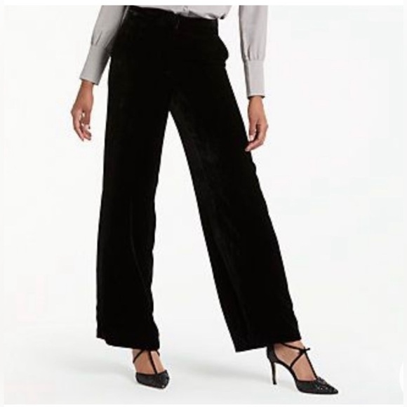 Boden Velvet Wide Leg Silk Blend Black Pants Trouser - Picture 1 of 13